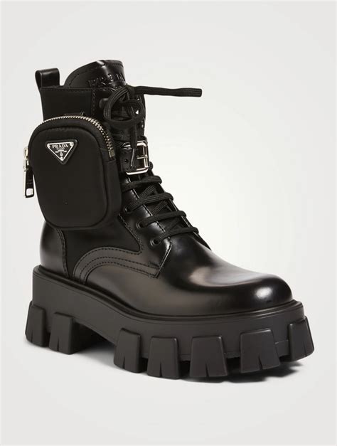 bota preta prada|Prada nylon combat boots.